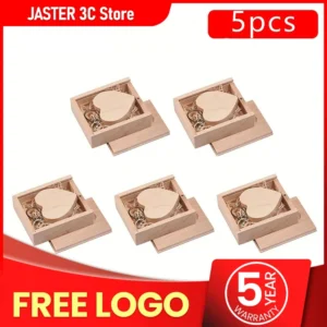 JASTER 5pcs/lot Wooden Heart + BOX USB Flash Drive Pendrive 64GB 32GB 16GB 8GB 128GB 4GB U Disk Photography Wedding Gifts