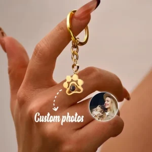Custom Photo Projection Keychain Personalized Pet Paw Keyring Dog Cat Picture Pendant Memorial Jewelry Gift for Pet Lovers