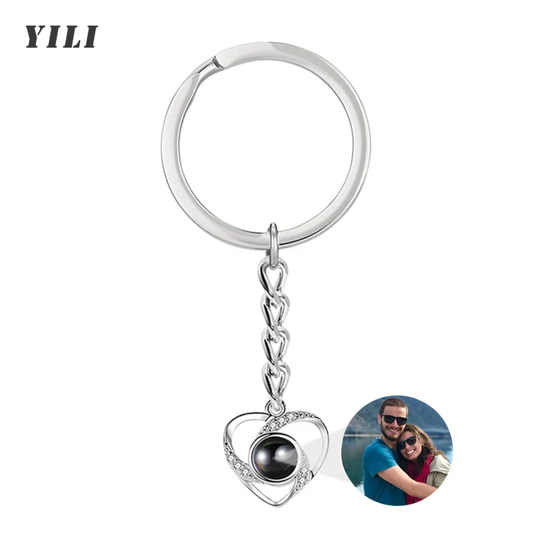 Personalized Photo Projection Keychain Custom Heart Photo Keyring Projection Keychain for Women Anniversary Memorial Gifts