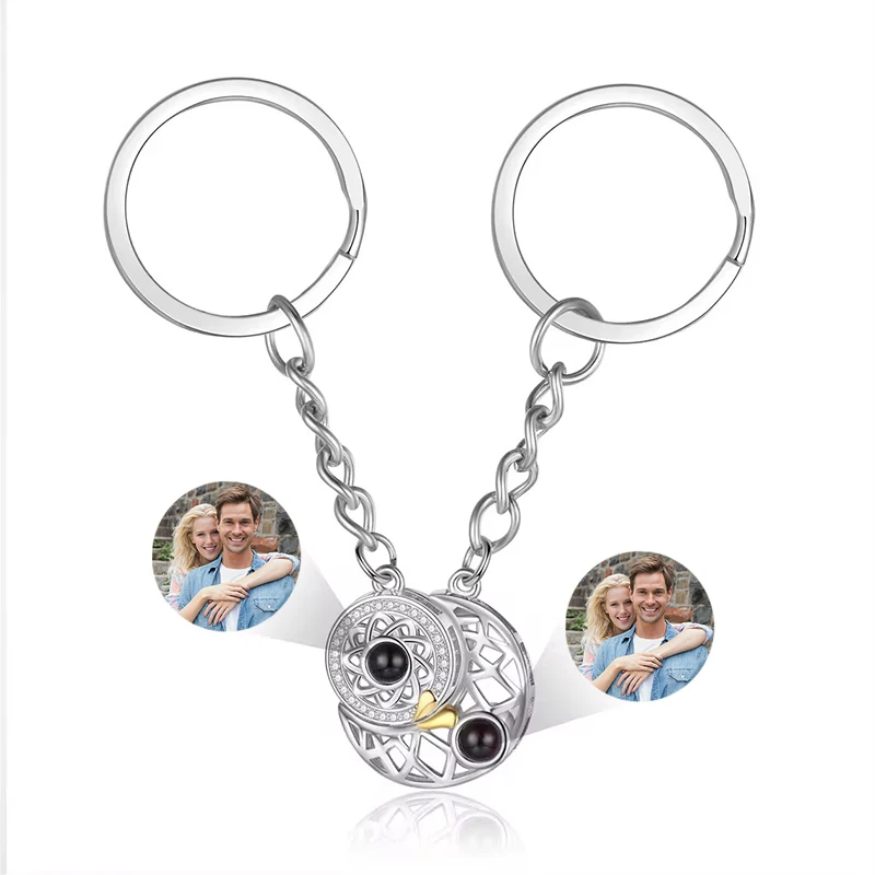 Personalized Photo Projection Keychain Custom Heart Photo Keyring Projection Keychain for Women Anniversary Memorial Gifts