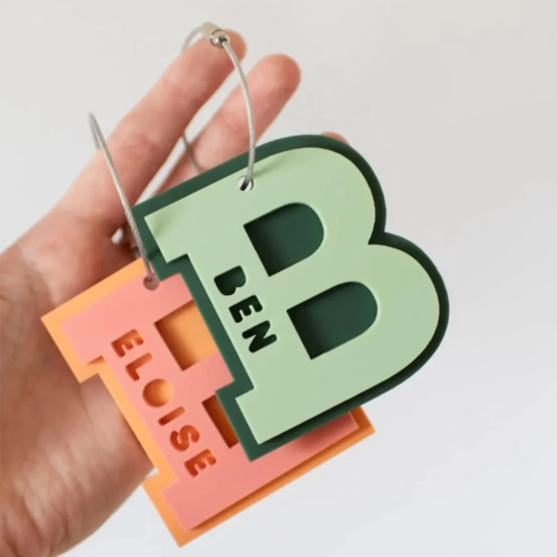 Colored Initial Letter Name Customized Acrylic Keychain Fashion Design 3D Nameplate Personalized Valentine’s Day Bag Charm Gift