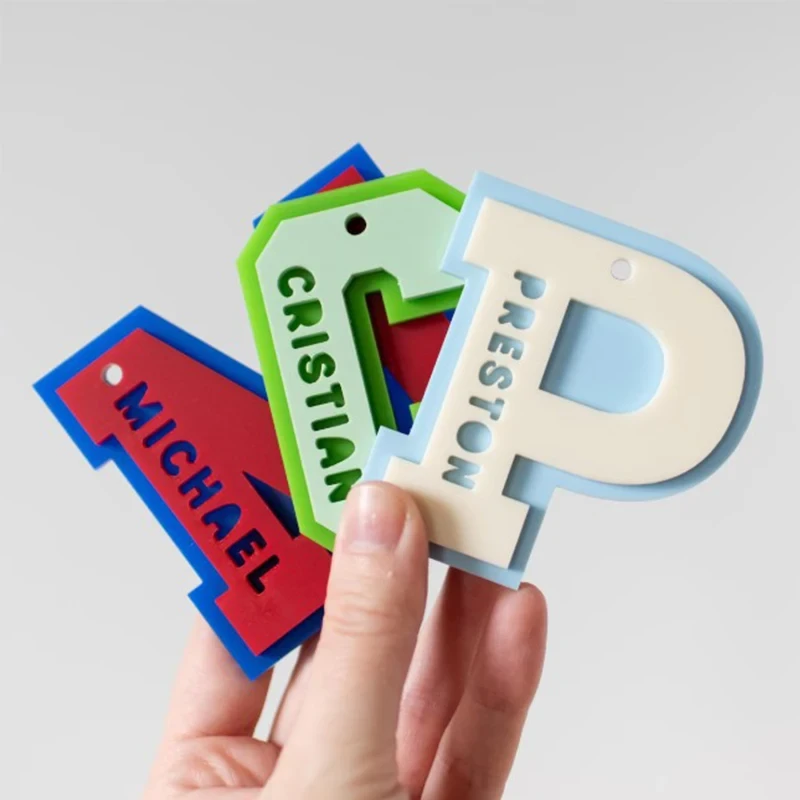 Colored Initial Letter Name Customized Acrylic Keychain Fashion Design 3D Nameplate Personalized Valentine’s Day Bag Charm Gift
