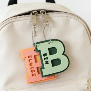 Colored Initial Letter Name Customized Acrylic Keychain Fashion Design 3D Nameplate Personalized Valentine’s Day Bag Charm Gift