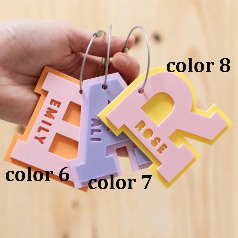 Colored Initial Letter Name Customized Acrylic Keychain Fashion Design 3D Nameplate Personalized Valentine’s Day Bag Charm Gift