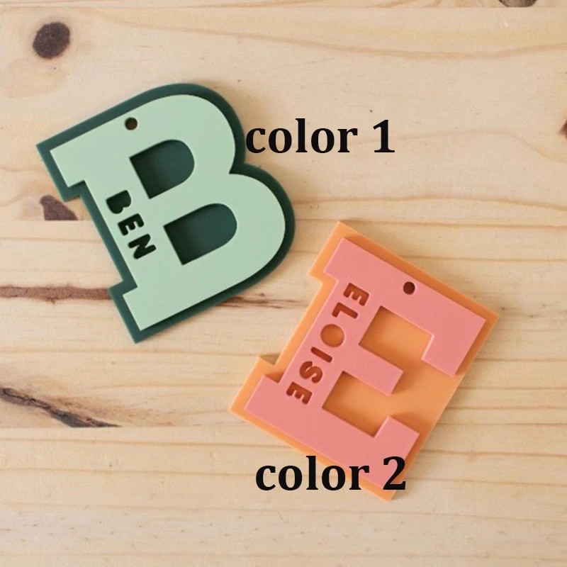 Colored Initial Letter Name Customized Acrylic Keychain Fashion Design 3D Nameplate Personalized Valentine’s Day Bag Charm Gift