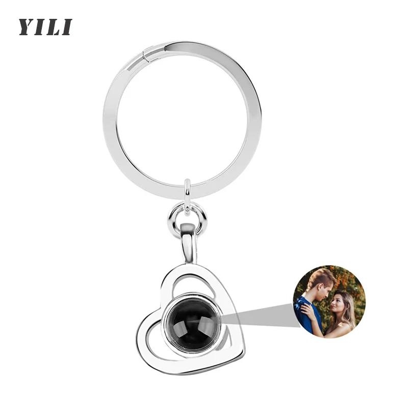 Personalized Photo Projection Keychain Custom Heart Photo Keyring Projection Keychain for Women Anniversary Memorial Gifts