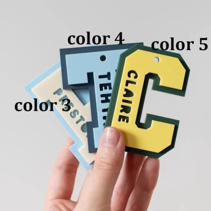 Colored Initial Letter Name Customized Acrylic Keychain Fashion Design 3D Nameplate Personalized Valentine’s Day Bag Charm Gift