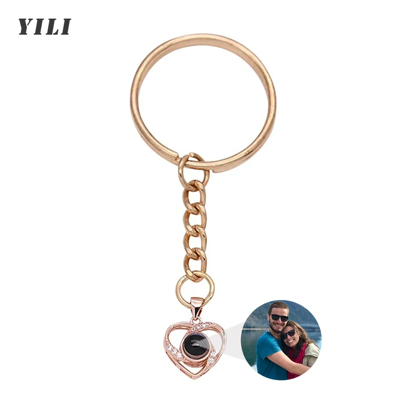 Personalized Photo Projection Keychain Custom Heart Photo Keyring Projection Keychain for Women Anniversary Memorial Gifts