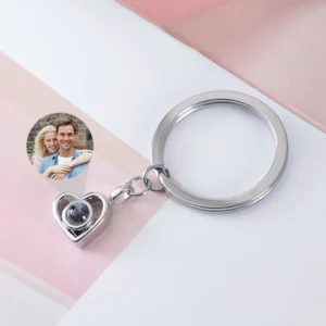 Personalized Photo Projection Keychain Custom Heart Photo Keyring Projection Keychain for Women Anniversary Memorial Gifts
