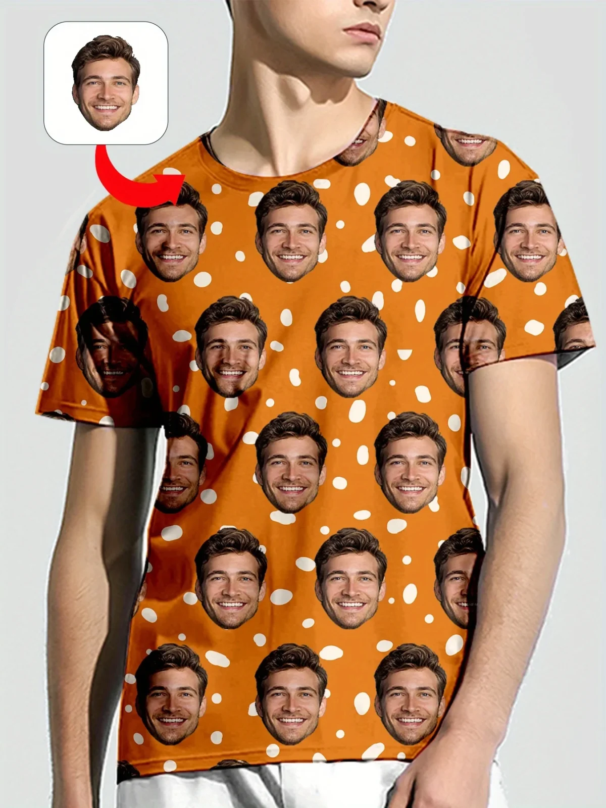 Men's 3d Custom Facial Printing T-Shirt Full Picture Custom Round Neck Short Sleeve Custom Exclusive Pattern Summer Gift