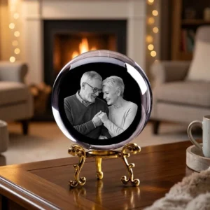 Custom Photo Crystal Ball Personalized Glass Sphere with Laser Engraving Picture Text for Pets Baby Couple Family Wedding Gift